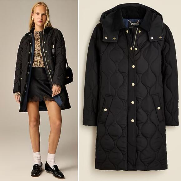 J.CREW Stowe Puffer Jacket with PrimaLoft Black Quilted Long Pockets Size XS NEW - Picture 10 of 10